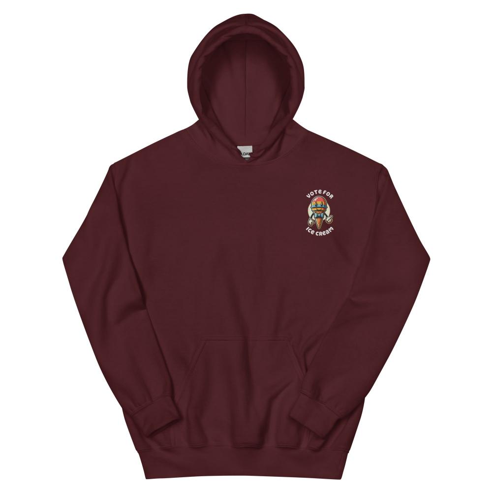 Vote For Ice Cream Embroidered Hoodie - Maroon Color - https://ascensionemporium.net